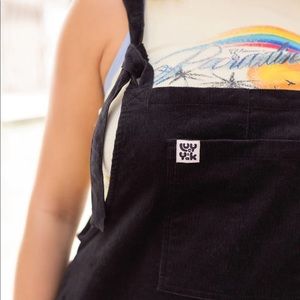 Lucy & Yak Easton Dungaree Organic Corduroy Black Size UK 16L